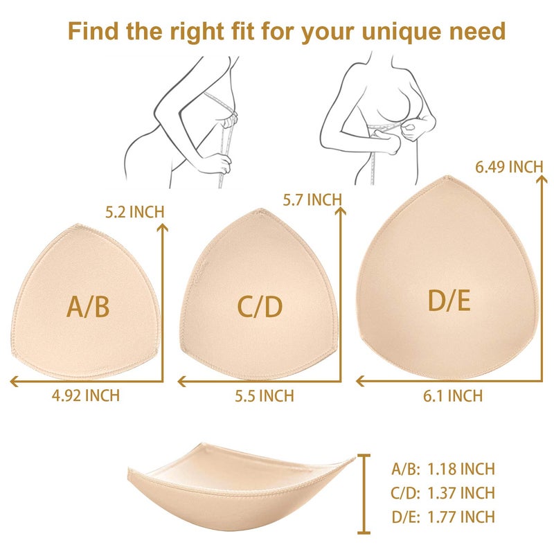 TopBine Bra Pads Inserts (2 Pairs D/E Beige, D/E) - Image 4